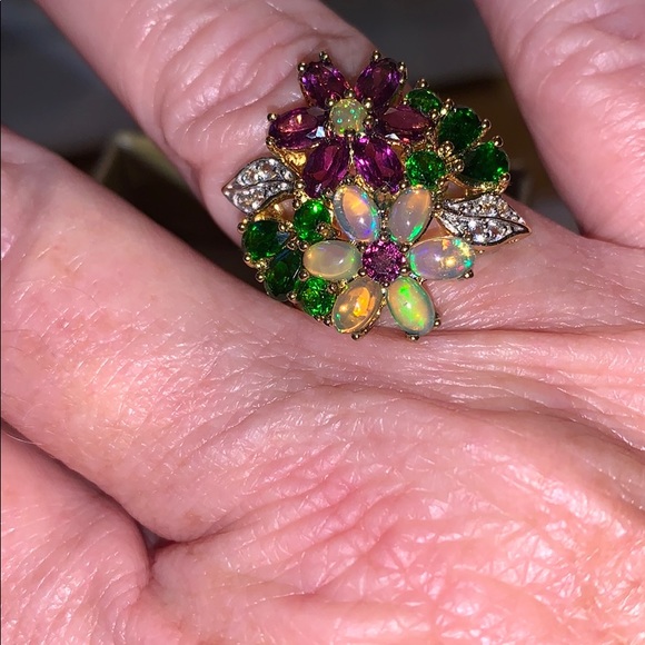 Garnet, diopside, white topaz, 5.41ctw, SS RING, 8 - Picture 4 of 7